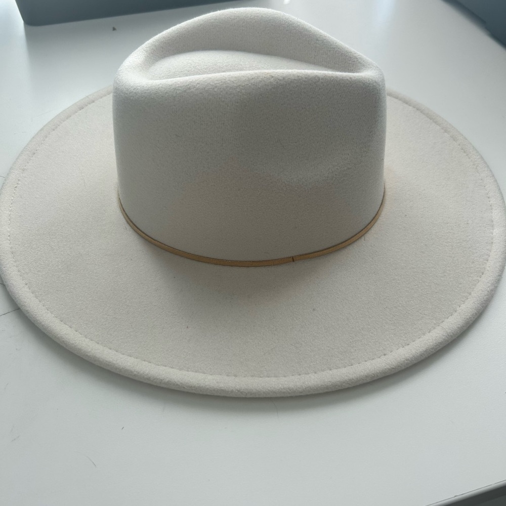 Women’s Cream Fedora Hat with gold trim